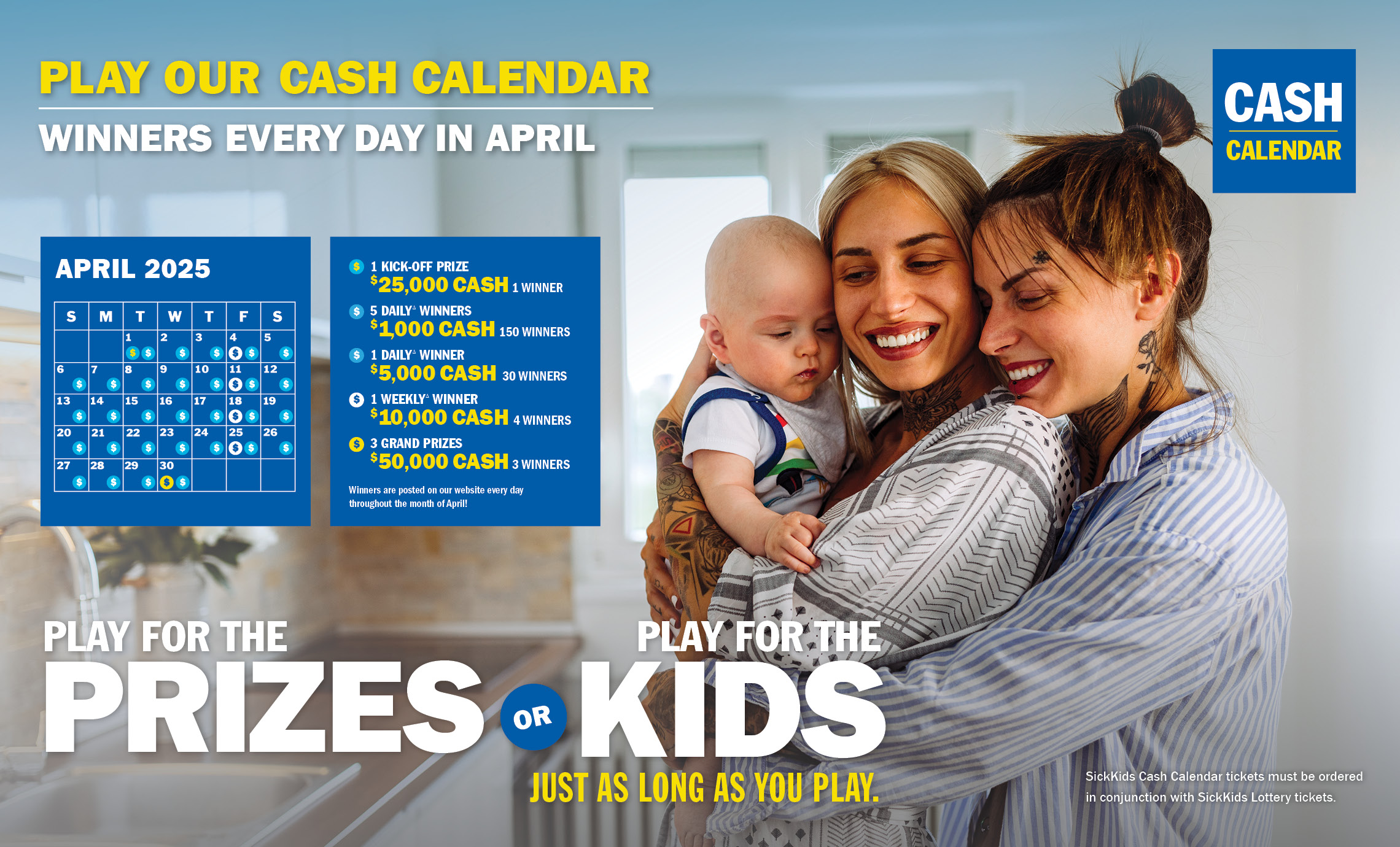 PLAY OUR CASH CALENDAR - WINNERS EVERY DAY IN APRIL